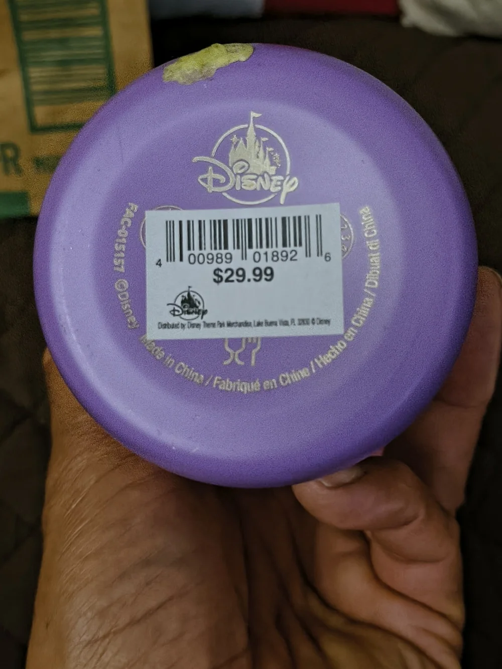A Purple License Official Disney Thermal Parts Cup